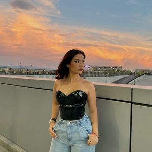 Black Faux Leather Corset